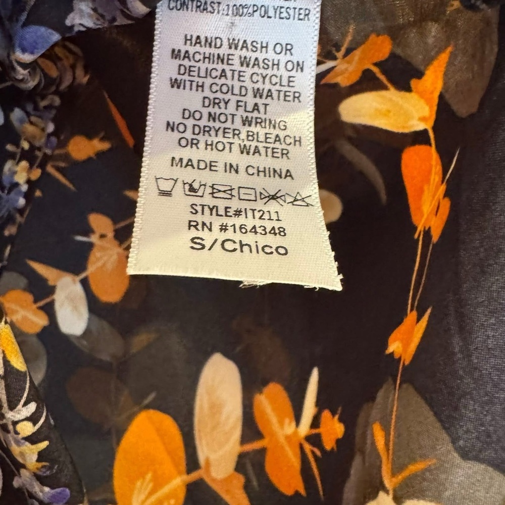 First Love Floral Patchwork Blouse - Black, Orang… - image 3